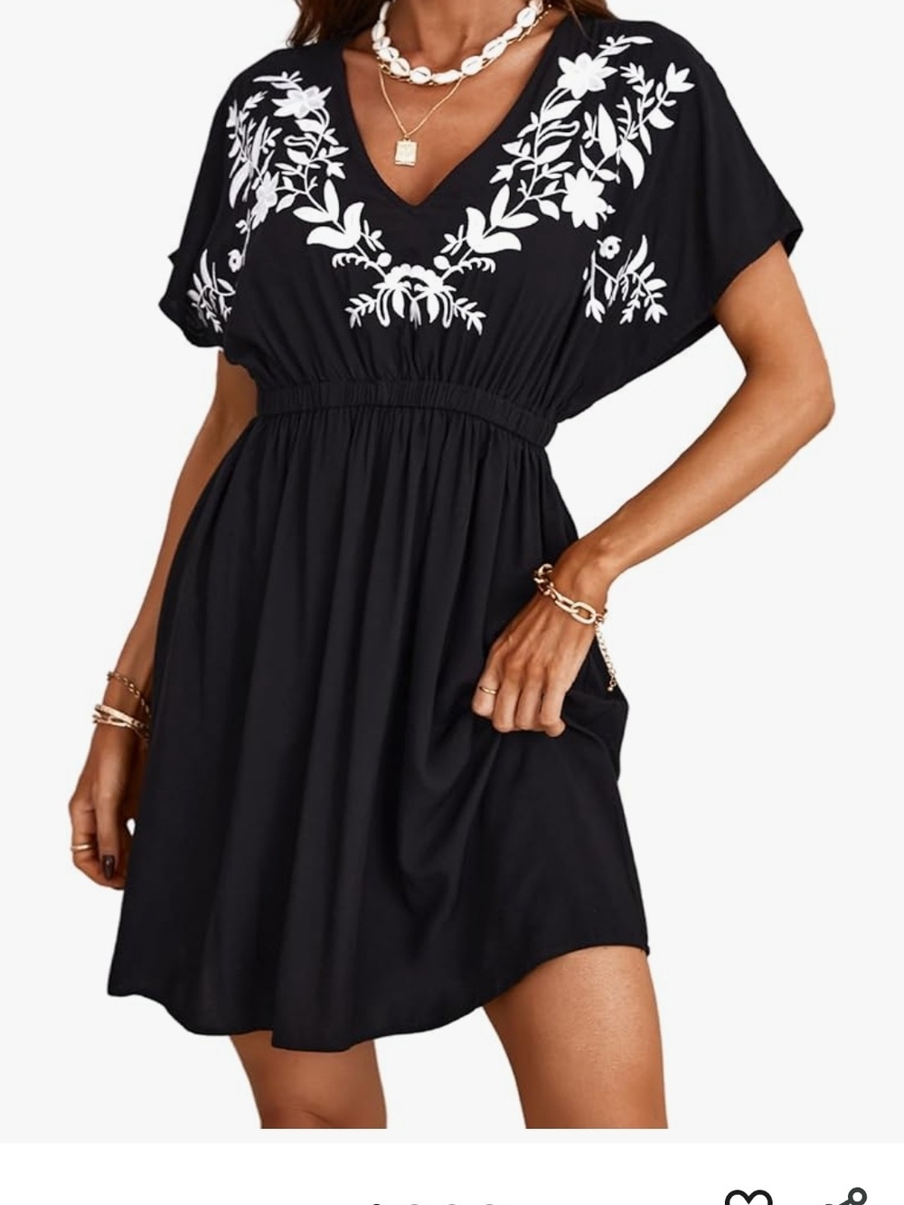 CUPSHE "Zola" Boho Floral Embroidered Mini Dress / Or Cover-Up Size M EUC
